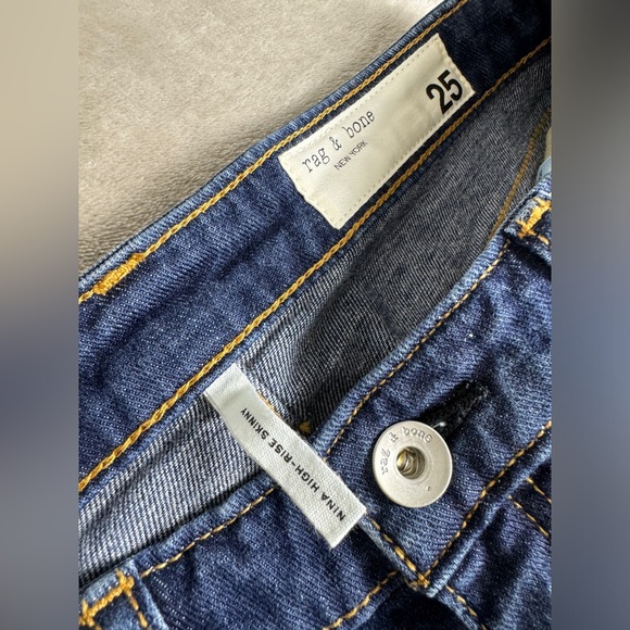 Rag & Bone Nina High Rise Skinny Jeans Aster Blue‎ Women's Size 25 - Picture 5 of 11